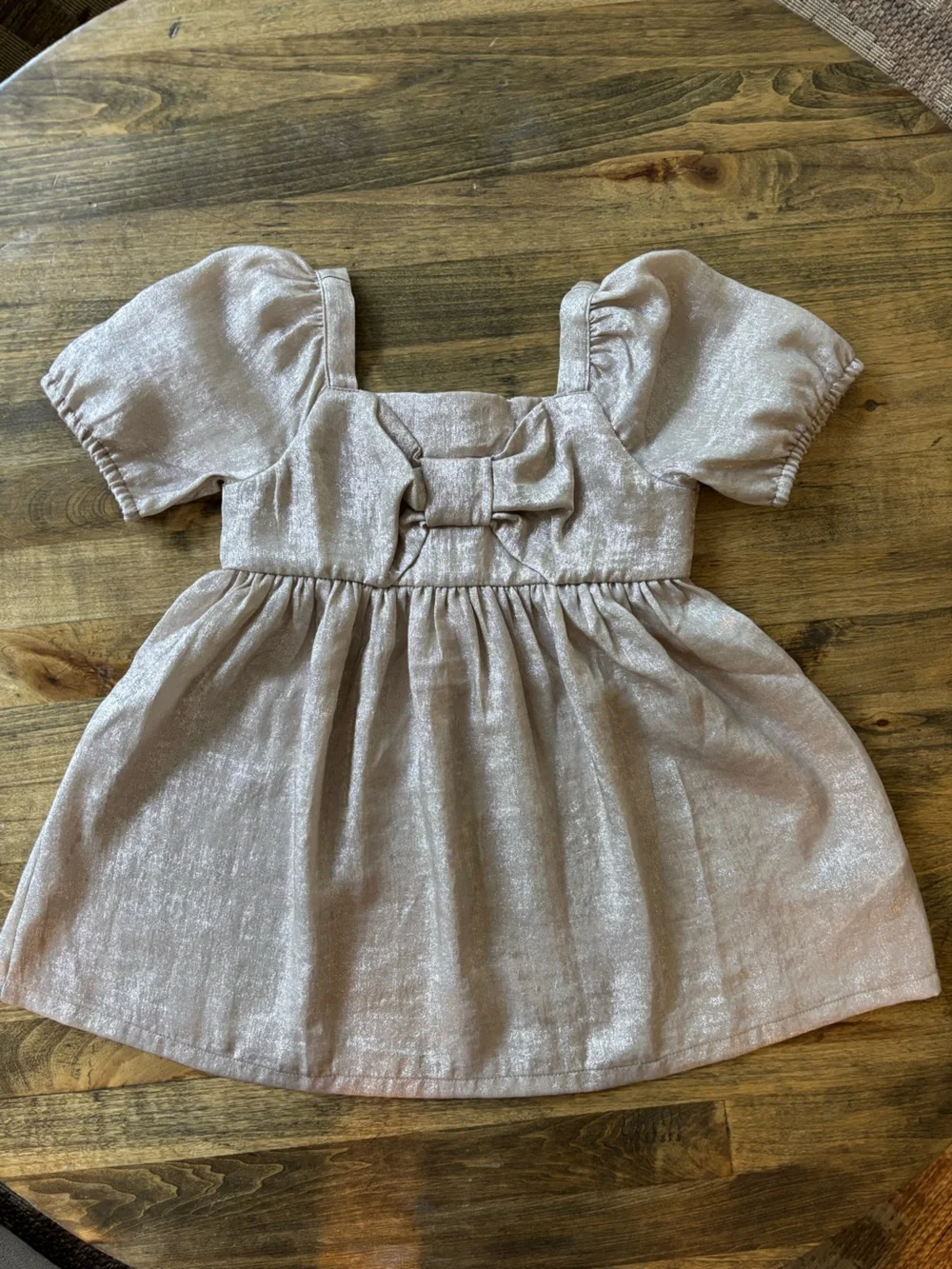 Toddler Gold Metallic Bow Dress